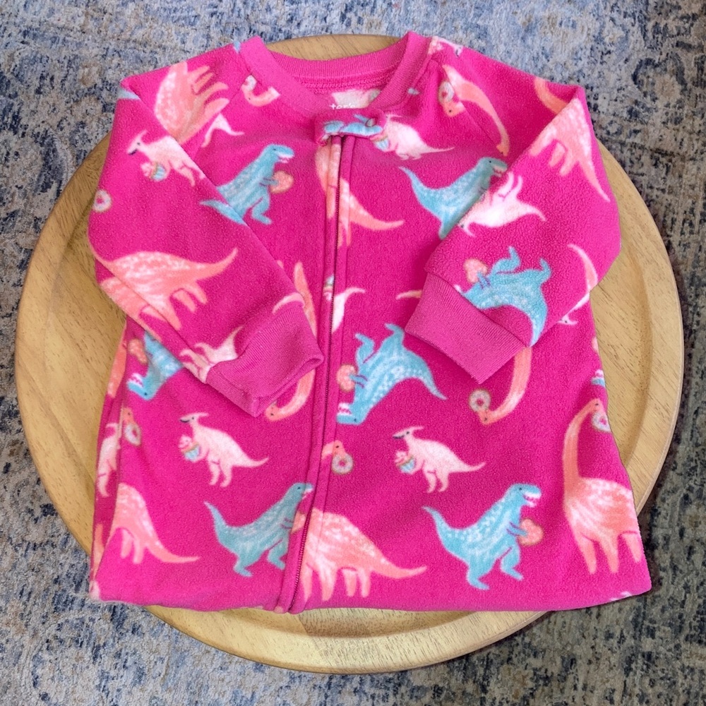 #1. Carter’s Child of Mine - Pink Dino’s & Doughnuts Fleece Footed Pajamas